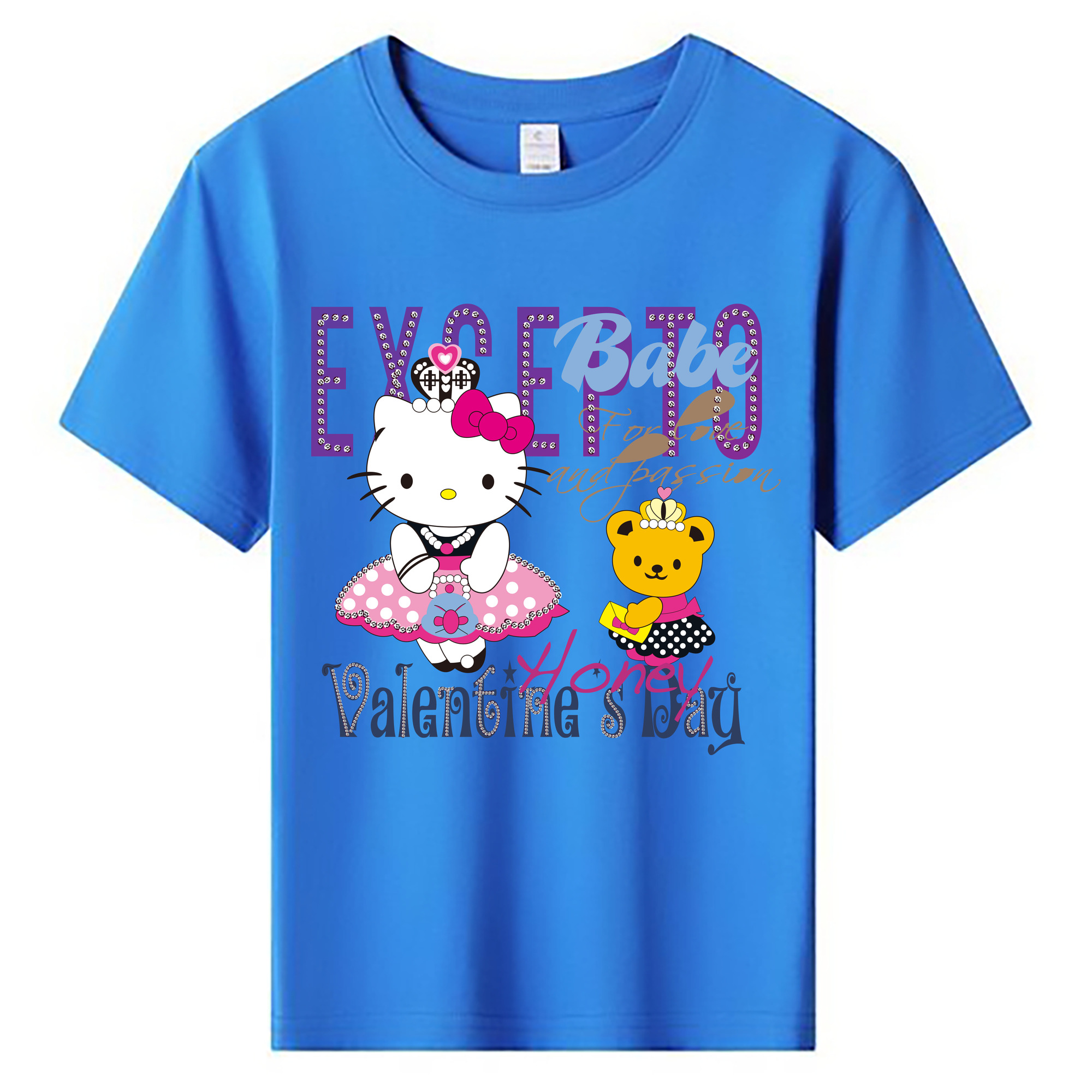 （画像用） Hello Kitty ハローキティ 綿100％キッズTシャツ（フロントプリント）